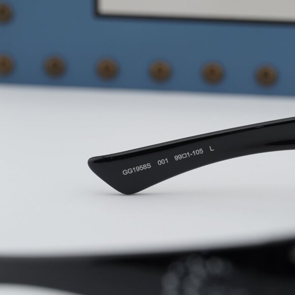 Gucci GG1958S 001 Shield Sunglasses - Ruthenium/Grey main image 4